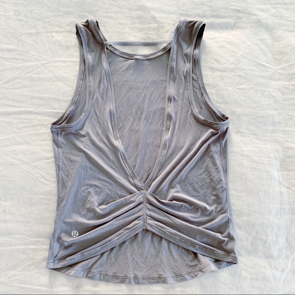 Lululemon open back deep stretch gray tank